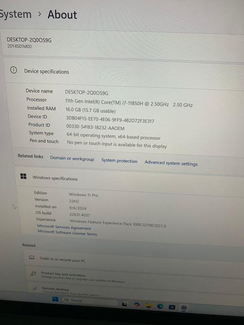Lenovo Thinkpad P1 Gen 4 | 512 GB SSD | 16GB RAM | Core i7 11th Gen | NVIDIA Graphics